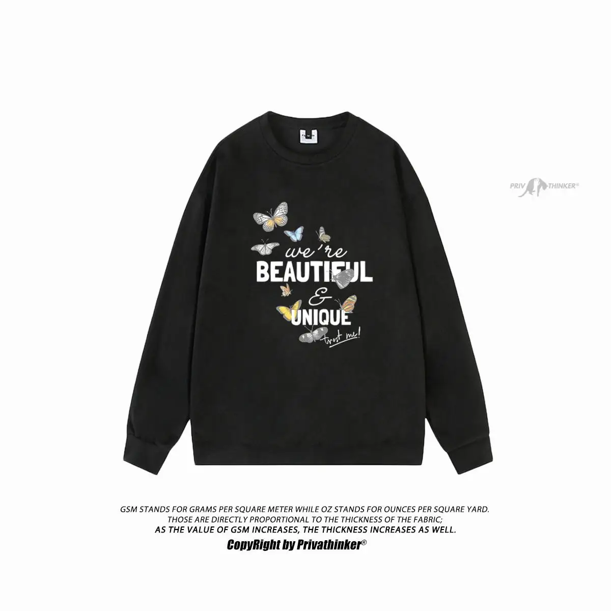 Description Picture 5 of itemGothic Butterfully Suede Sweatshirts Men 2023 New Trendy Hoodies Casual Loose Pullovers Crew Neck Autumn Brand Clothing