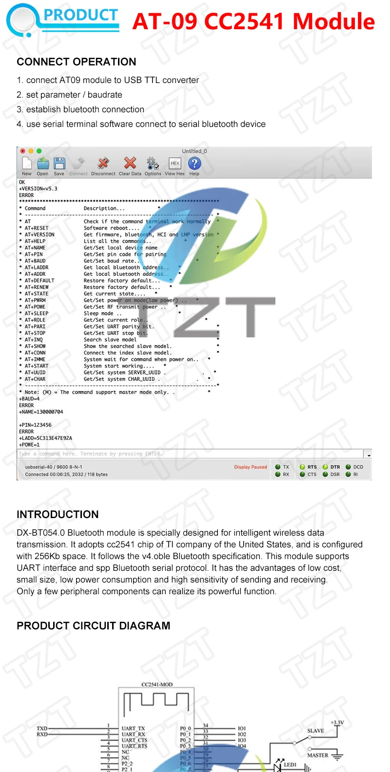 TZT 1/3 Stück AT-09 AT 09 Android IOS BLE Bluetooth-4.0 Modul CC2540 CC2541 Modul kompatibel mit HM-10 – Detail 1