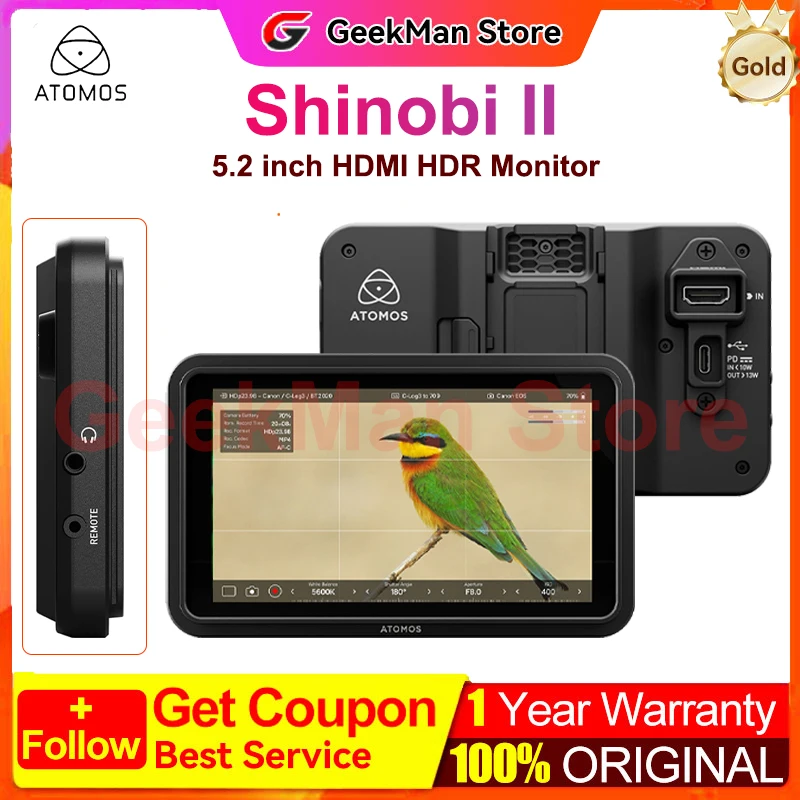 Atomos Shinobi II 5.2インチ 4K HDMI-HDRモニター HDビデオ入力 Atom