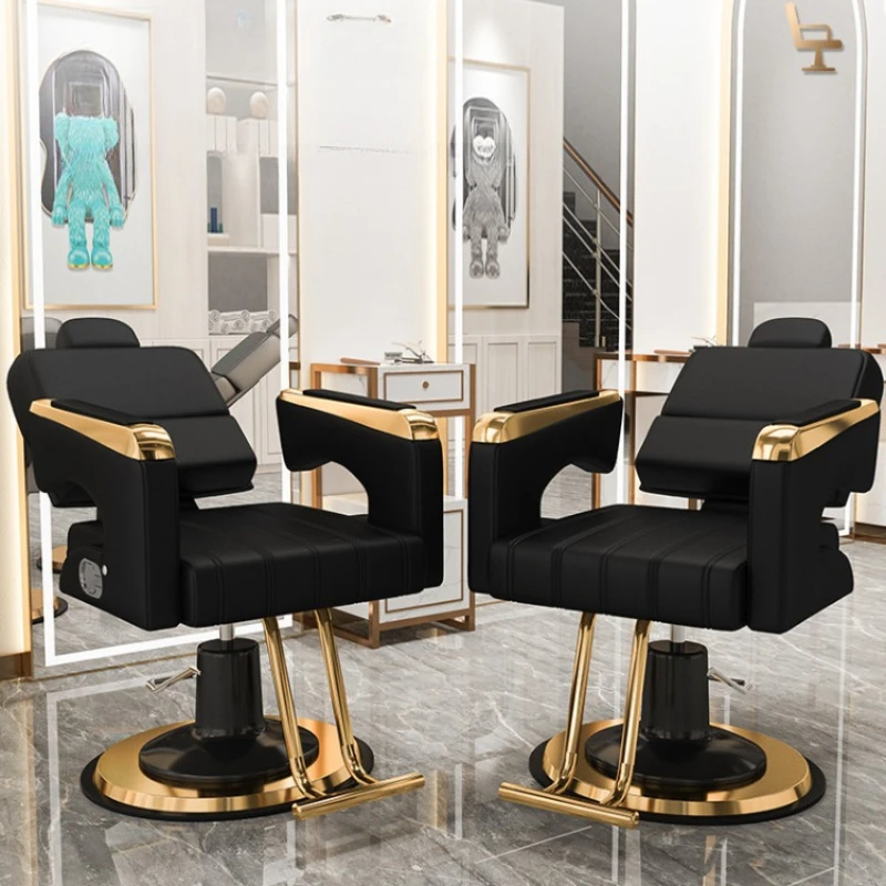 Design Makeup Barber Chair Stylist Luxury Handrail Metal Barber Chair Modern Swivel Cadeira Sillas Salon Furniture HD50LF