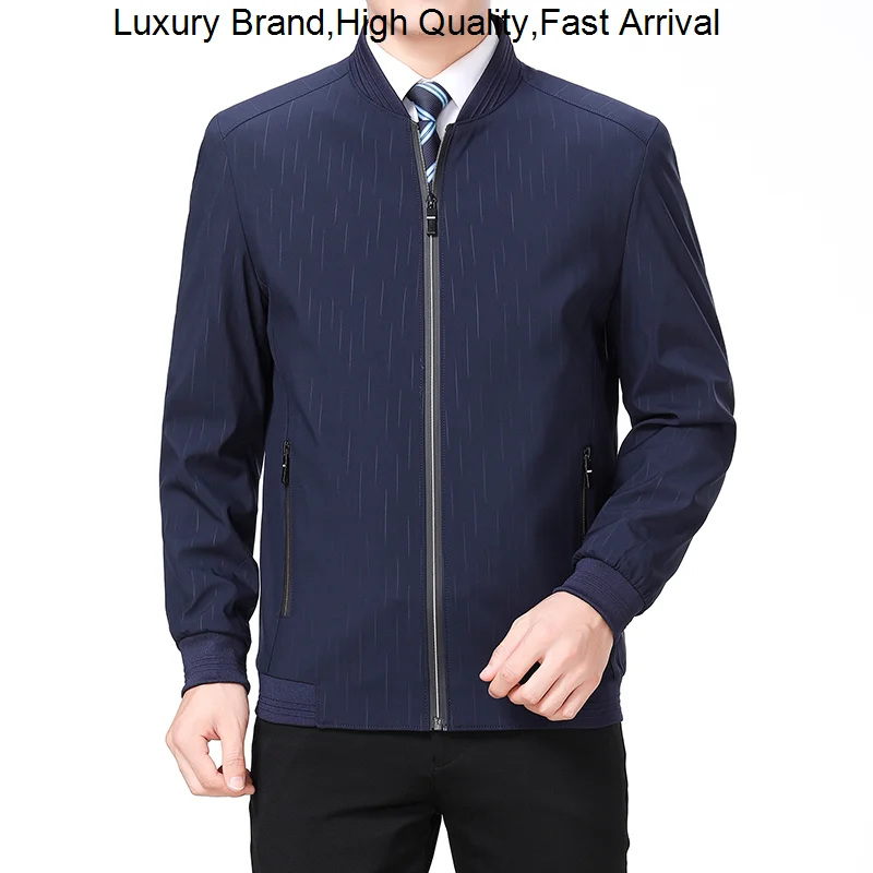 

Jacket Bomber Spring Elegant Jackets Man Autumn Casual Windbreaker Fashion Coat Streetwear Zipper Stand Collar Men Clothes
