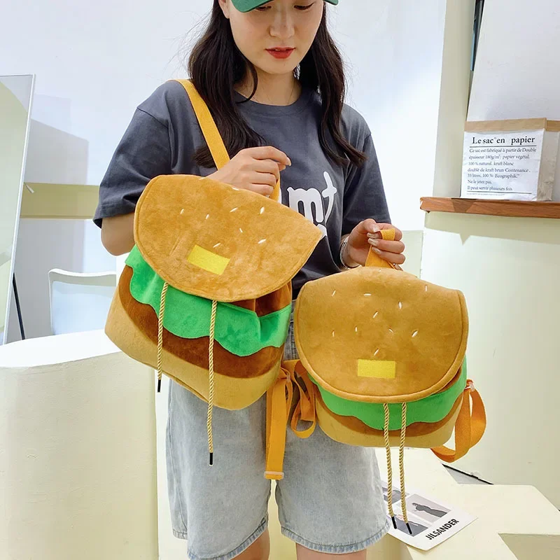 New Cartoon Hamburger Cute Children's Small Backpack Large Capacity Student School Bag kids Girls Campus Backpack Women's Bag