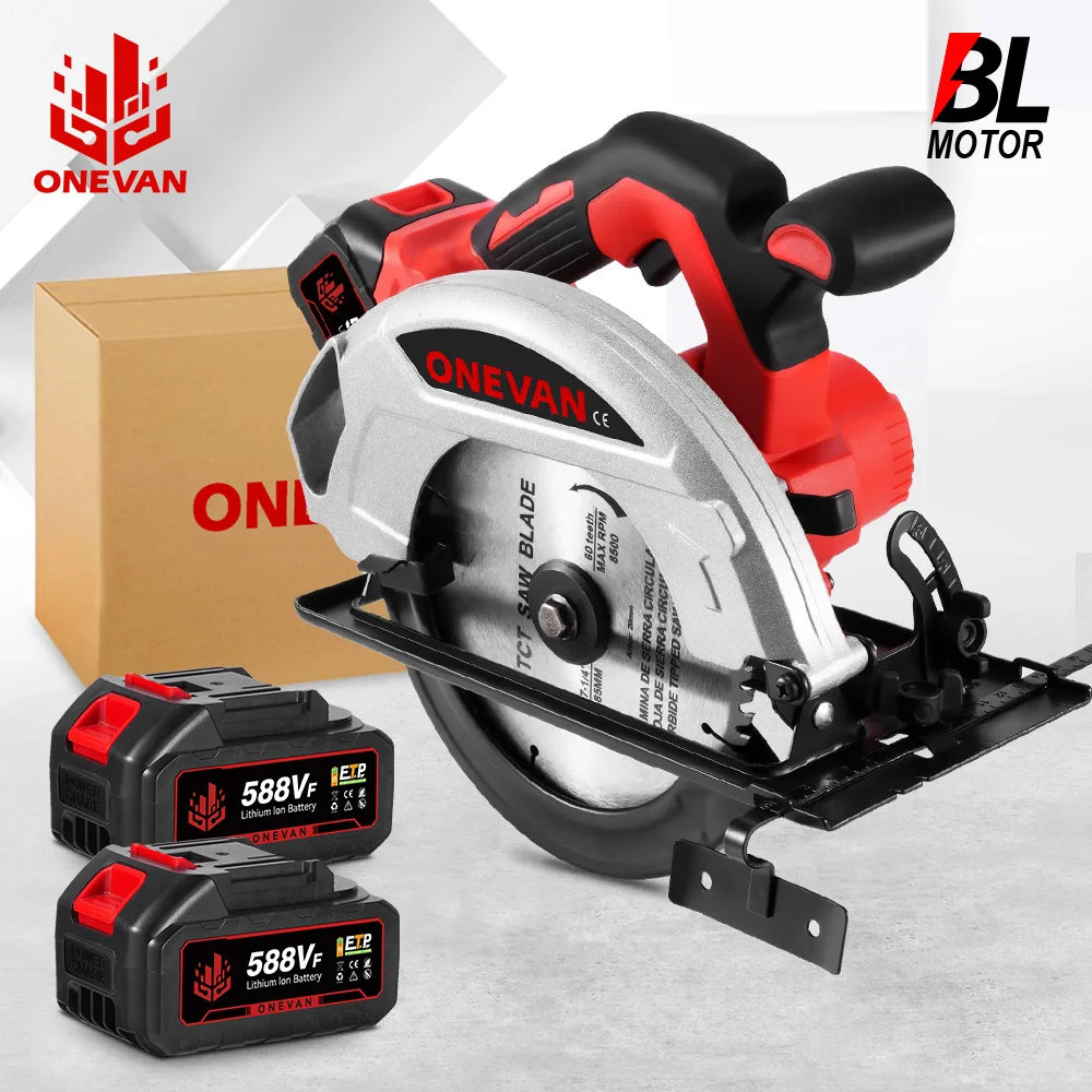 ONEVAN 4000W Brushless Electric Circular Saws 7Inch 185mm Cordless Electric Cutting Woodworking Tool For 21V 18V Battery