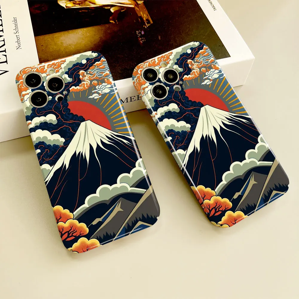 

Чехол для телефона iPhone 14, 13, 12, 11 Pro Mini, XS, X Max, XR, SE, 8, 7, 6S, 6 Plus, твердая пленка с полным принтом, чехол с пейзажем, облаками, снегом, горами