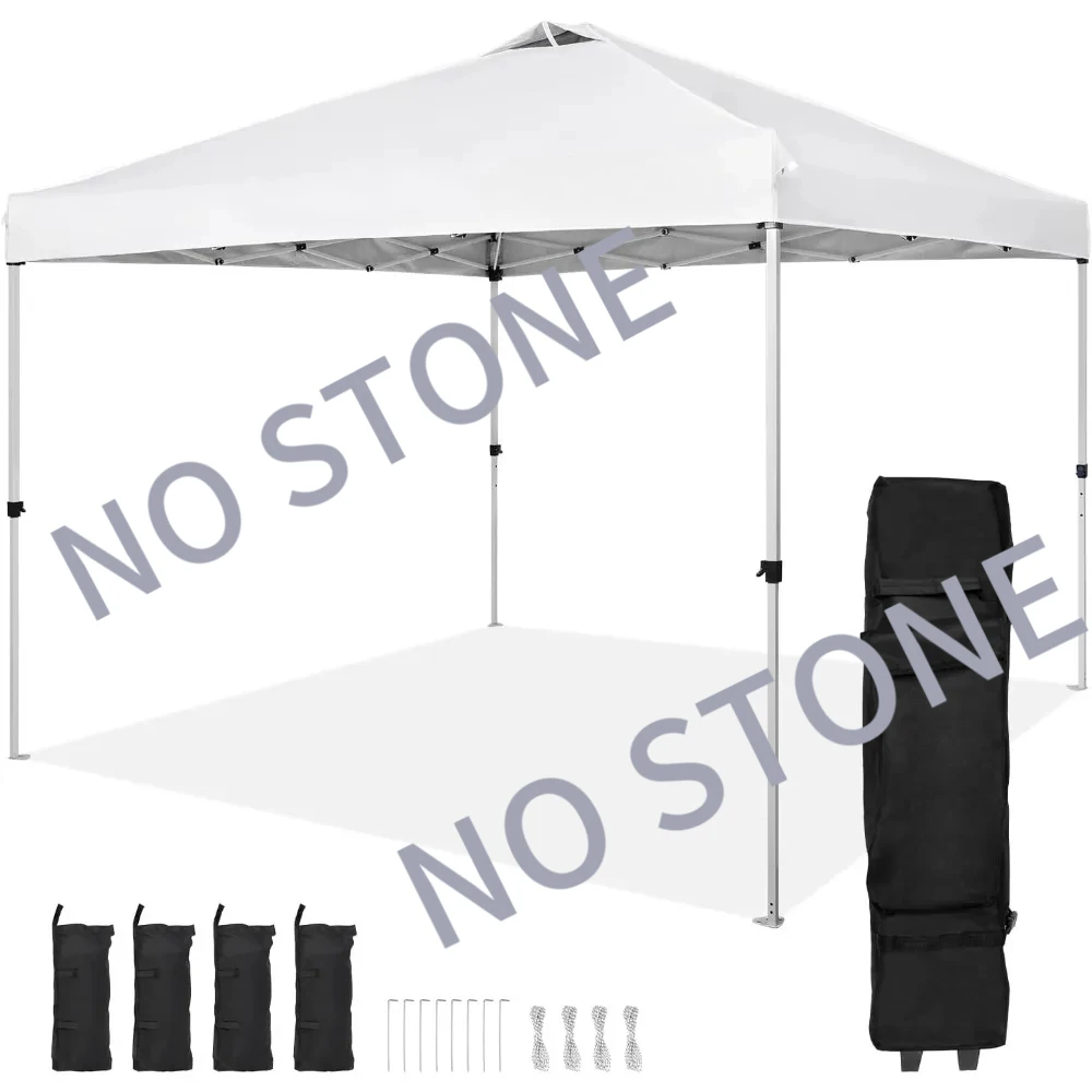 

Pop Up Canopy with Portable Roller Bag and 4 Sandbags, Waterproof and Sun Tent, 10 x 10 ft, 250 D PU Silver Coated Tarp,