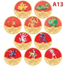 

1/5/10PCS Anime Charizard Gold Plated Gold Coin Game Commemorative Coin Pocket Monsters Plated Cards Kids Gift