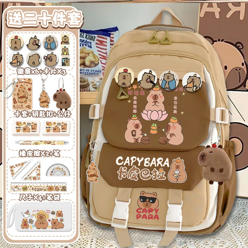 Kapibara capybara school backpack for girls grade 3-6 high-capacity children's backpack 5