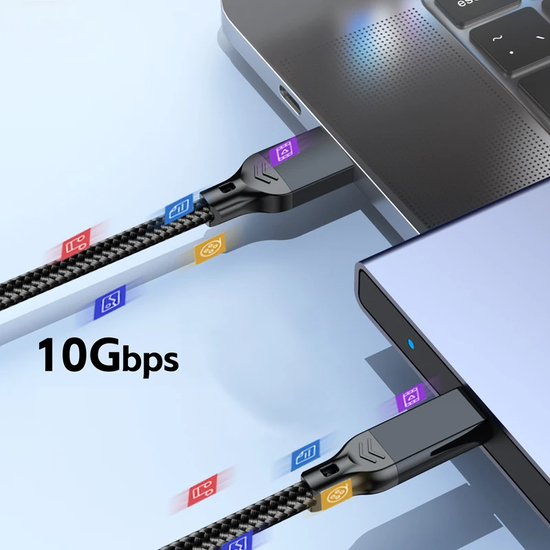 60W USB3.2 10Gbps 데이터 전송 케이블 0.5m/2m USB A to Type C 코드 (휴대폰, 하드 드라이브, 노트북, 자동차, 카메라, 카플레이, 웹캠용)