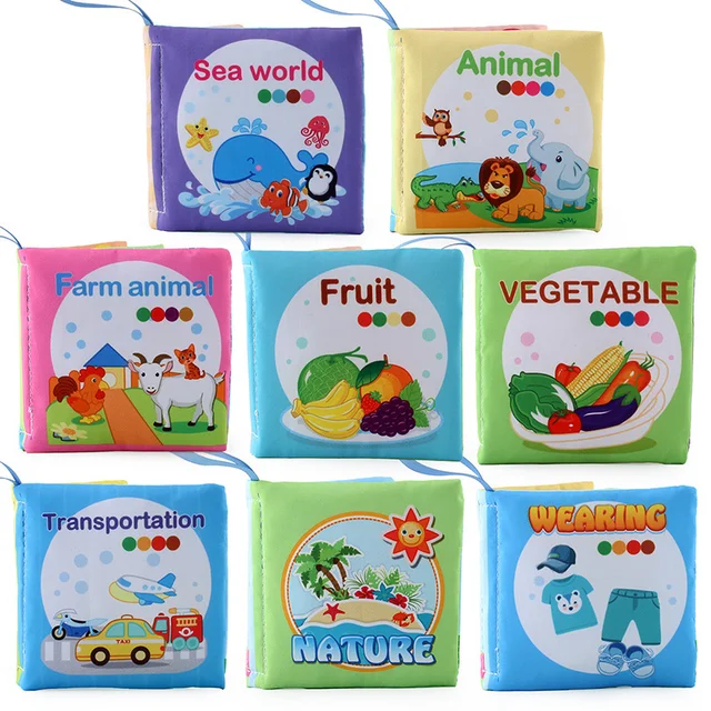 8 Pages Baby Cloth Book Soft Animal Shower Book Toy Newborn Stroller Hanging Washable Toy Early Learning Educational Baby Toys 1