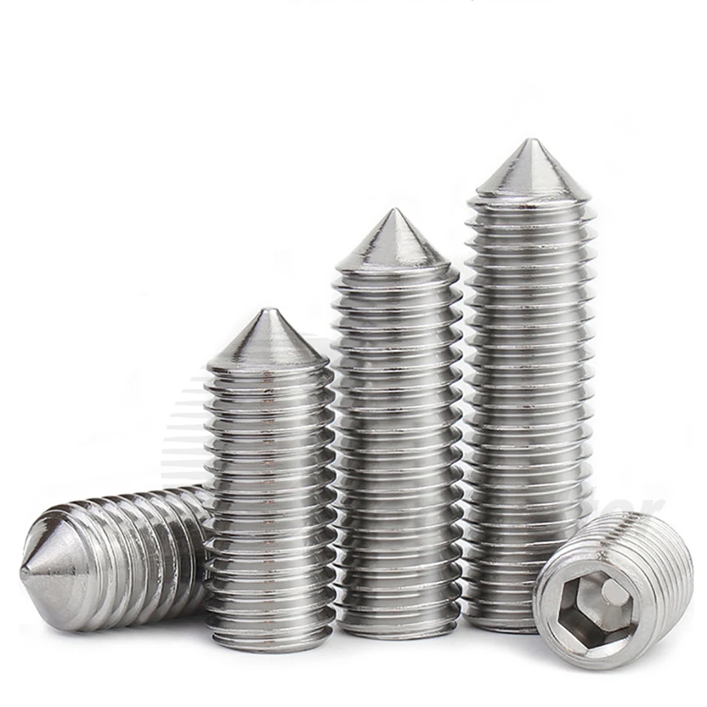 

10Pcs/lot Hex Hexagon Socket Set Screw M2 M2.5 M3 M4 M5 M6 304 Stainless Steel DIN914 Bolts Cone Point Grub Screws