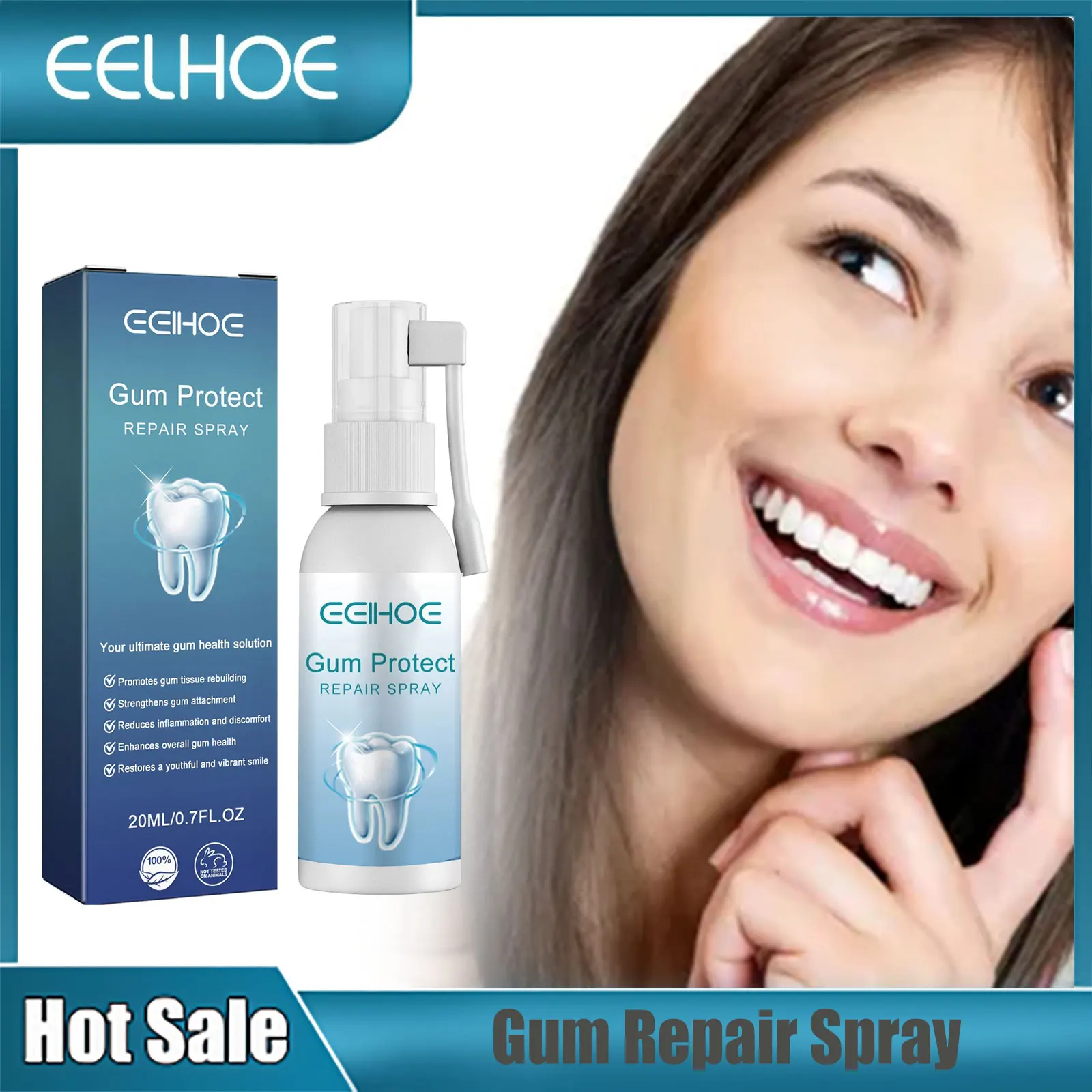 

Gum Repair Serum Gum Disease Treatment Oral Spray Fresh Breath Gum Regrowth Drops Gingival Regeneration Oral Care Products 20ml