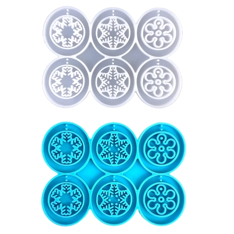 E0BF Jewelry Mould Silicone Resin Mold Christmas Snowflake Epoxy Resin Molds for Pendant Earrings Necklace Jewelry Making DIY 2pcs 6 cavity christmas snowflake silicone cake soap mold diy handmade pudding chocolate mold kitchen baking tools