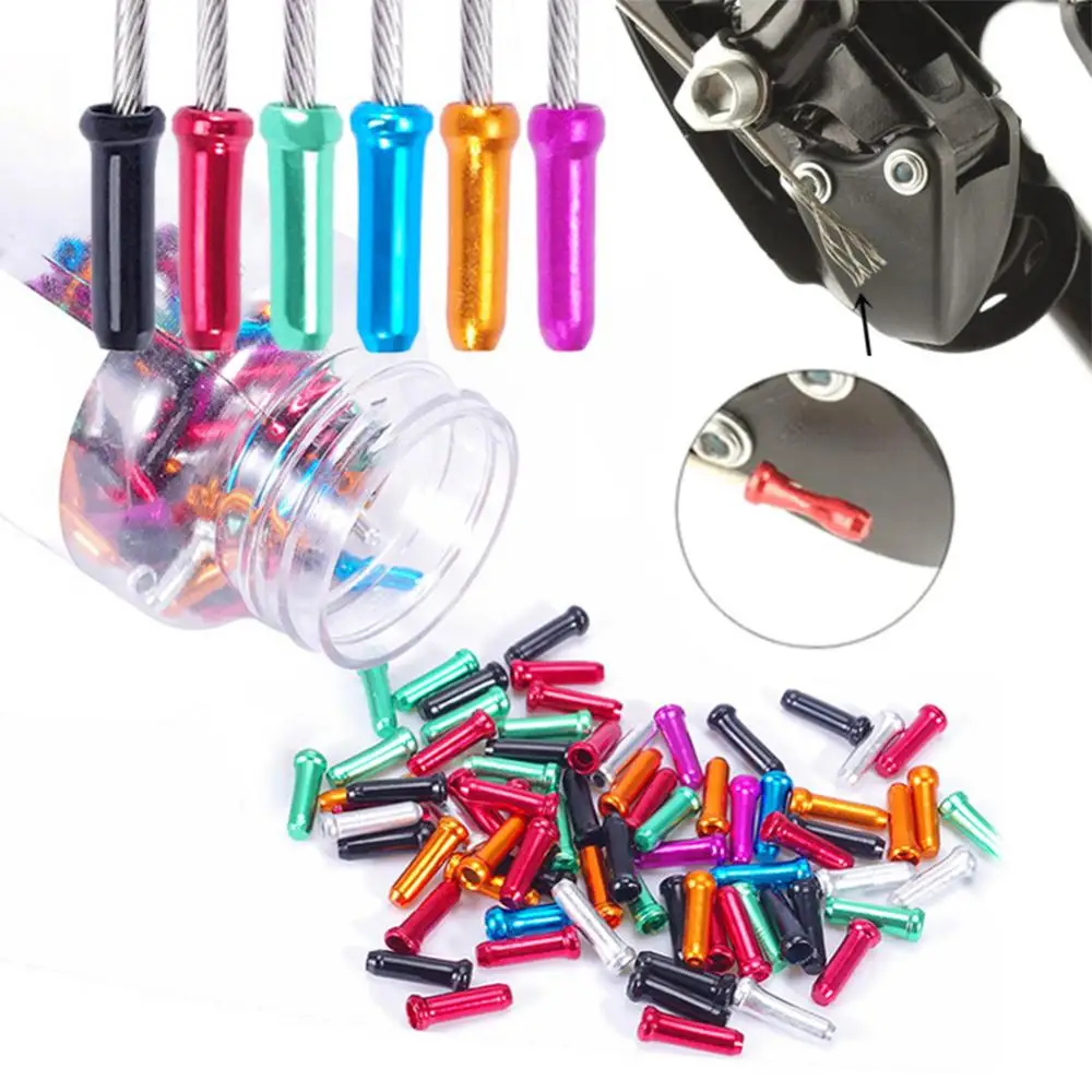 

50 Pcs Aluminum Bicycle Bike Brake Shifter Derailleur Inner Cable Wire End Caps MTB Bike Brake Shifter Brake Line Cap Cable Caps