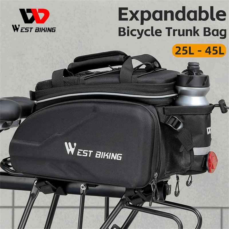 

WEST BIKING Multifunctional Bicycle Trunk Bag 25L-45L Bike Pannier Cycling Bag Travel Handbag With Rain Cover Bike Accessories