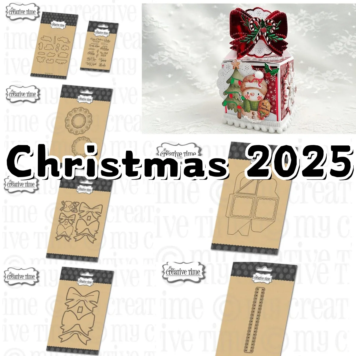 Weihnachten 2025, Schneeflocke, Geschenkbox, Schleife, Metall-Stanzformen, transparente Stempel für DIY-Herstellung, Karte, Sammelalbum, Basteln, Vorlage, Dekoration