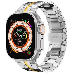 Stainless Steel Metal Strap for Apple Watch - Elegant Wristband Replacement (Silver gold)