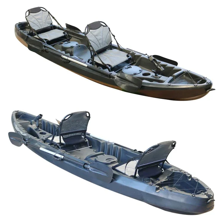 2+1 12ft Sit On Top Family Professional Fishing Tandem Kayak Double With  Aluminum Frame Chair