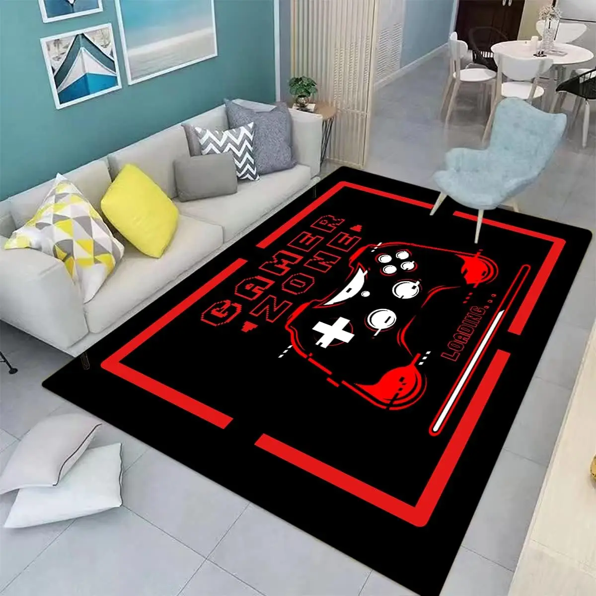Modern Cartoon Video Game Controller Printed Carpet for Living Room Gamer Gaming Floor Mat Bedroom Bedside Sofa Table Area Rug 3