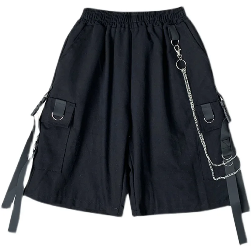 Summer Overalls Shorts For Men And Teenagers Ins Trend Hip-Hop European And American Street Loose Straight Casual Capris