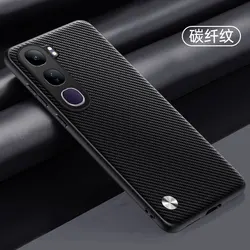 Luxury Leather Anti - Drop Camera Protection Shockproof Bumper Back Cover Case for VIVO V40 Lite (Carbon fiber pattern)