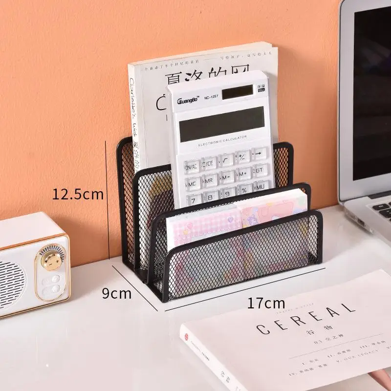 Desk Mail Organizer, 2 Pack Office Small Letter Sorter Desktop File Organizer Metal Mesh With 3 Vertical Upright Compartments - 6