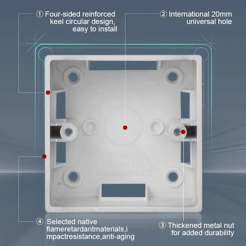 Wall Surface Mounting Junction Box For Switch Socket Installation