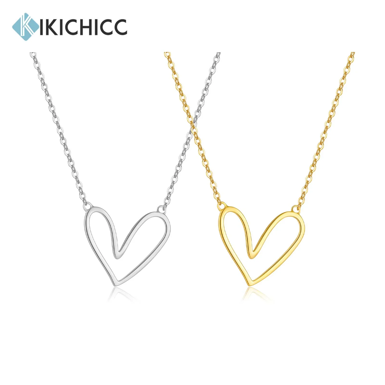 

KIKICHICC 925 пробы серебряная, золотая, простая, нестандартная, в форме сердца, кулон с любовью, длинная цепочка 2024 вечерние, Изящные Ювелирные изделия, весенние валентинки