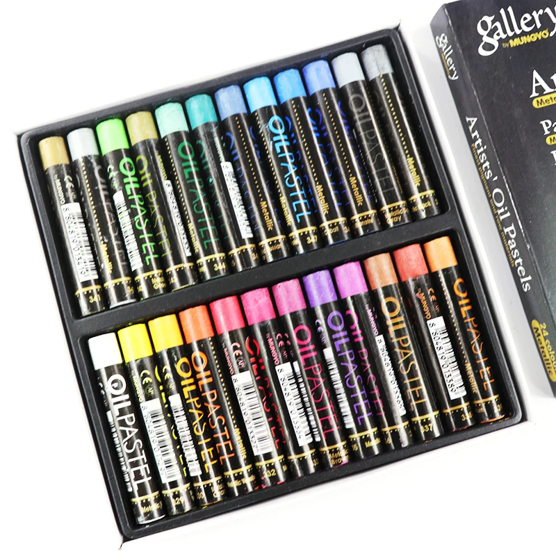 Oil Pastels Mungyo 12/24 Colors Fluorescent Soft Dry Metallic Crayons For Drawing Color Art School Stationery Supplies