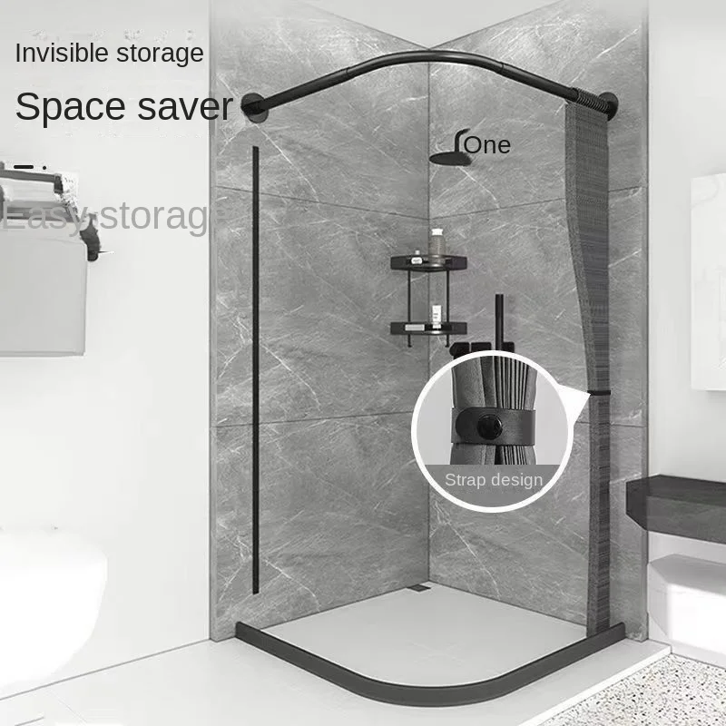 Toilet Non-porous Corner Magnetic Folding Invisible Shower Curtain Waterproof Mildew-proof Thickened Shower Partition Screen