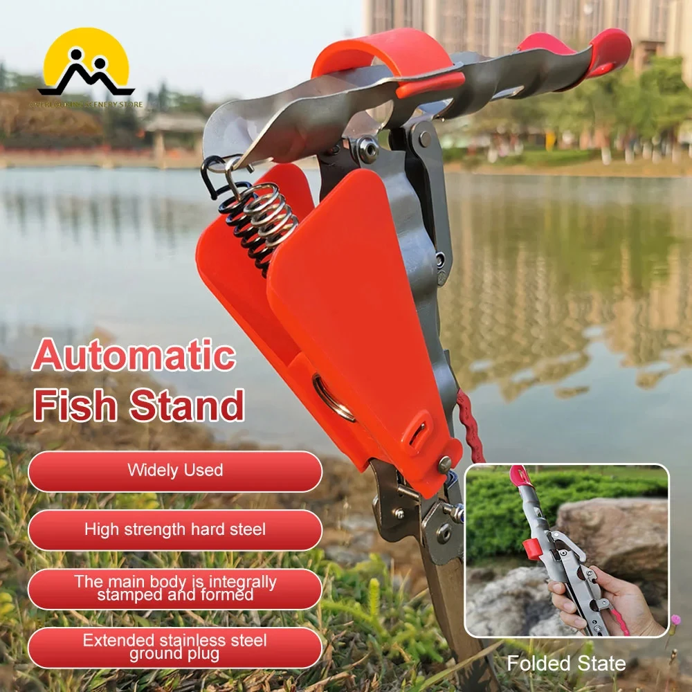 

Fishing Rod Holder Automatic Spring Folding Fishing Pole Mount Bracket Ground Stand,Adjustable Folding Fishing Rod Holder Rack