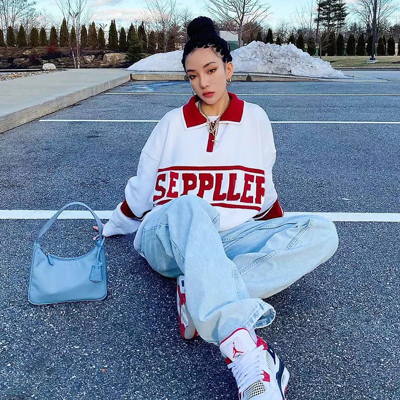 

Knitwear 2022 Fall New Fashion Loose Zipper Lapel Long-Sleeved Knitwear 2022 Women's Clothing