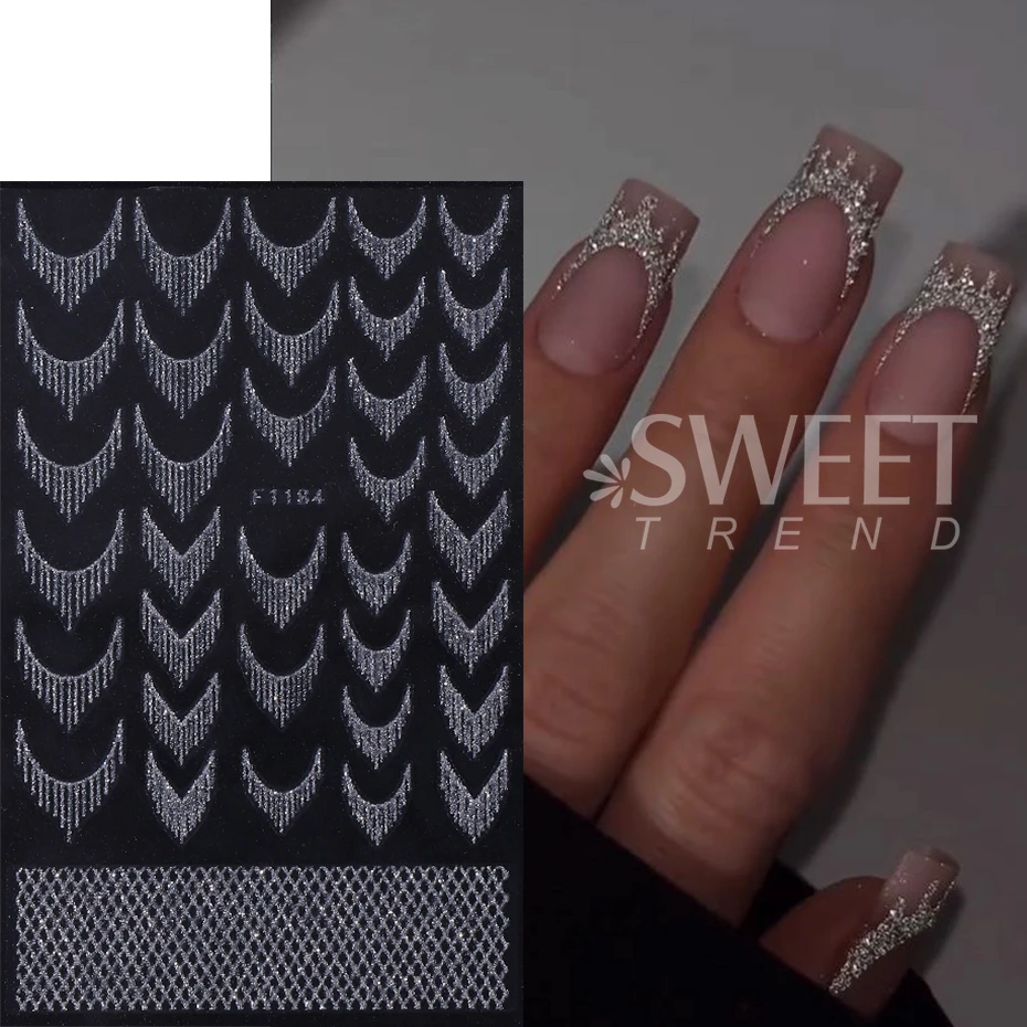 4pcs French Stripes Line Nail Art Stickers Holographic Gold Silver Glitter Line Simple Slider Nail Decal DIY Manicure Decoration