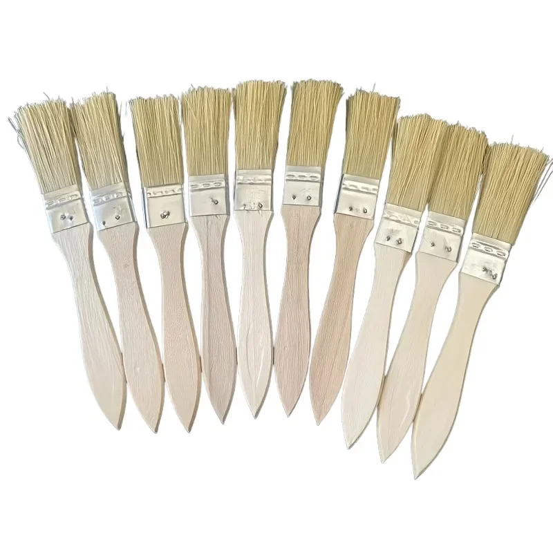 Professional Hog Bristle Brush Set of 10 -Versatile Wooden Handle Tools for Oil Painting,Crafts,Wall Plastering&Glue Application