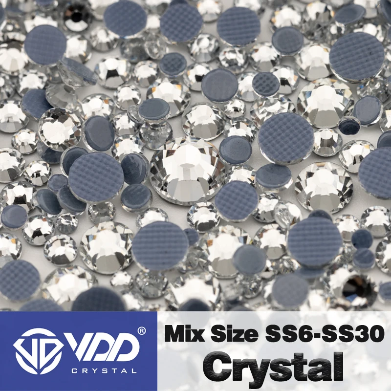 Vdd-ガラスラインストーンクリスタル,フラットバック,日曜大工の服用のストラスストーン,修正アクセサリー,混合サイズ,高品質,卸売,SS6-SS30