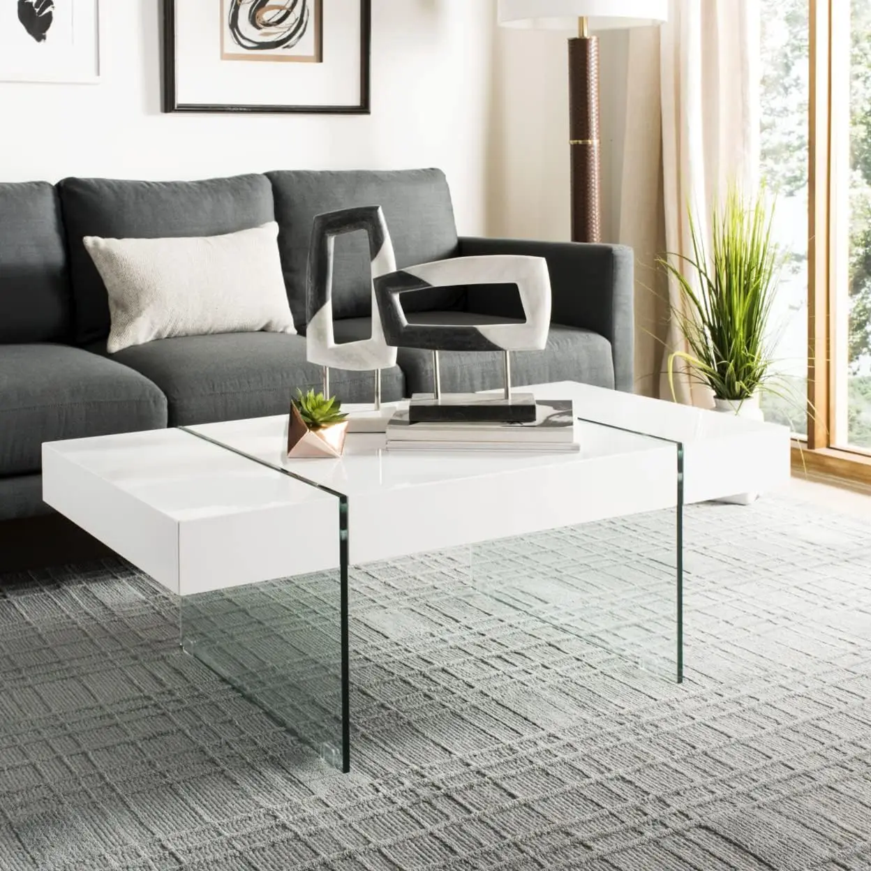 

Home Jacob White& Natural and Glass Leg Coffee Table