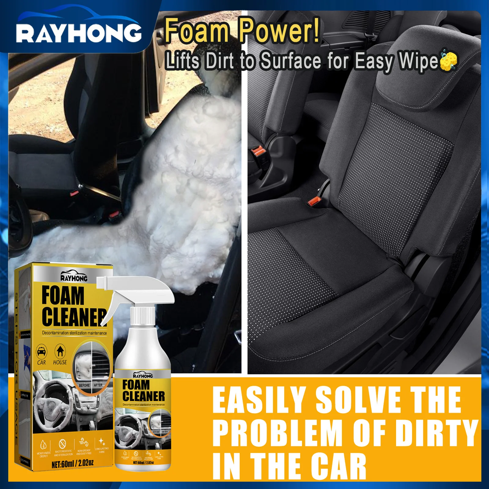 Multifunctional Foam Cleaner Car Interior Stain Removal and Cleaning Leather Seat Foam Cleaner Spray Foam Maintenance Wash Car 1