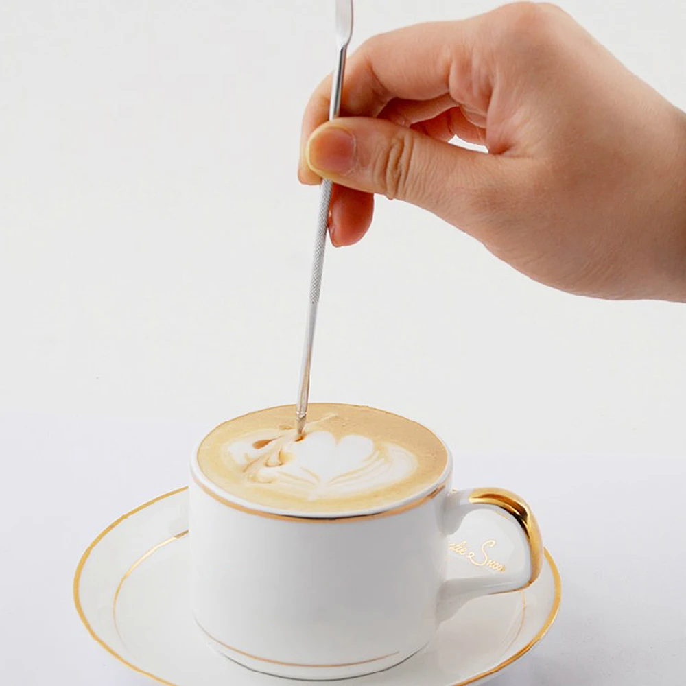 Coffee Pen Stainless Steel Coffee Art Needles Cappuccino Barista Latte Espresso Coffee Decorating Creative Milk Stick Kitchen Cafe Tool