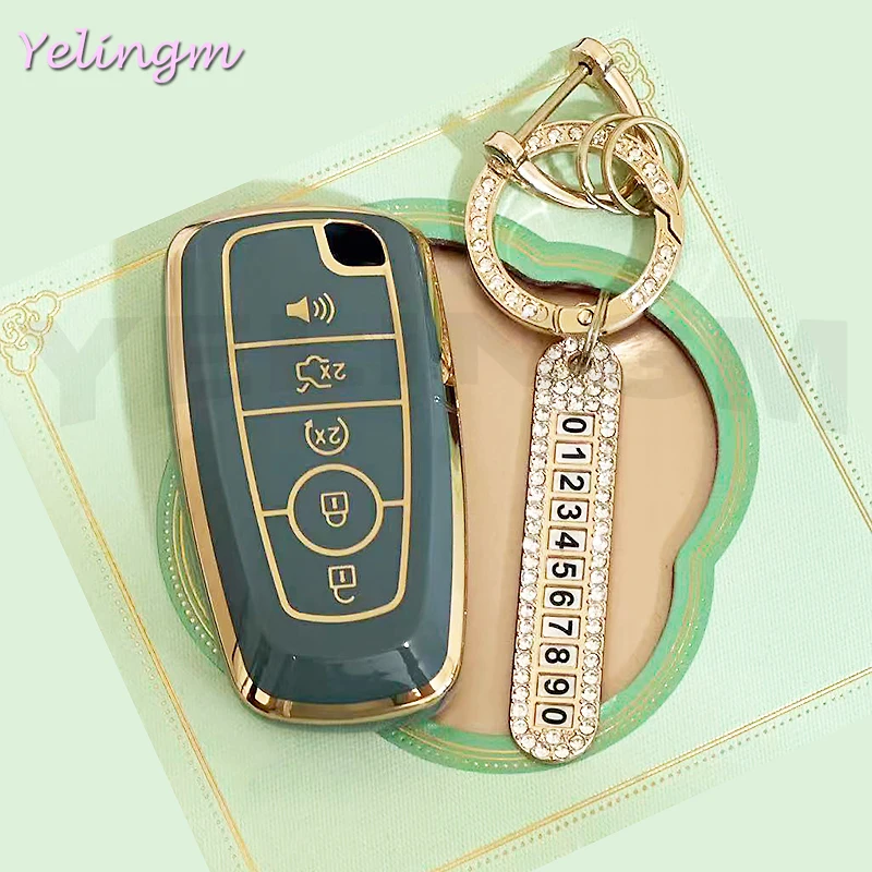 포드 익스플로러 머스탱 퓨전 이스케이프 F150 F250 F350 F450 F550 포드 랩터 2020 2021용 5버튼 키체인 자동차 키 케이스 커버
