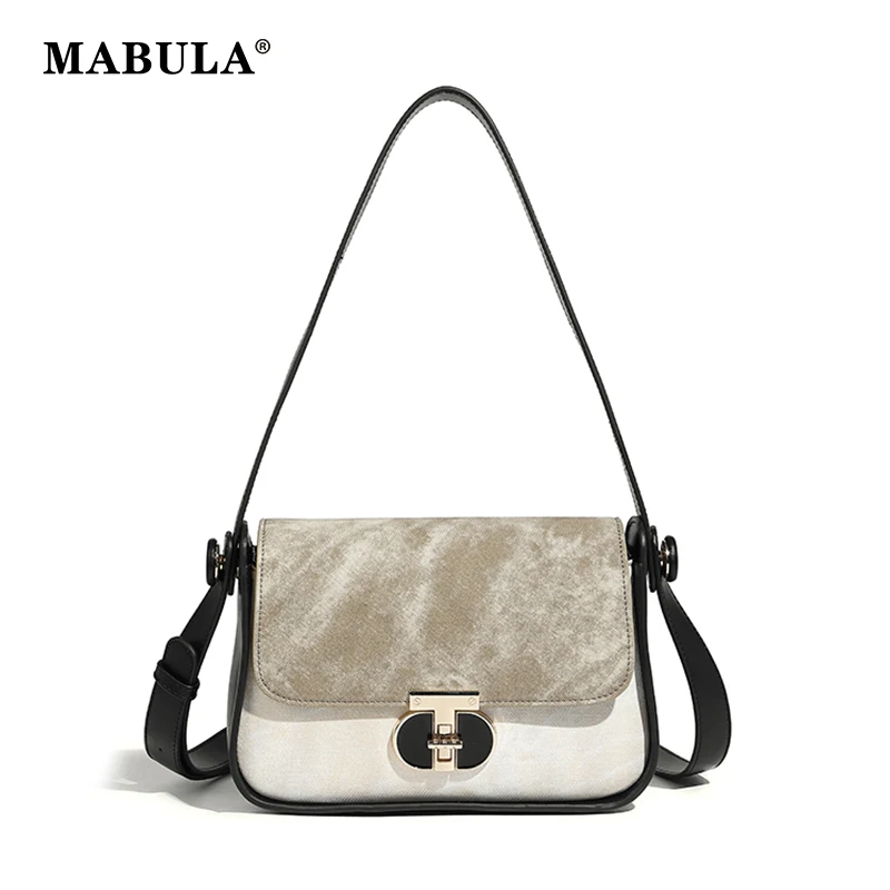 

MABULA Exquisite Small Leather Messenger Purse for Women Soft PU Flap Cover Underarm Clutch Bag Elegant Single Shoulder Handbag