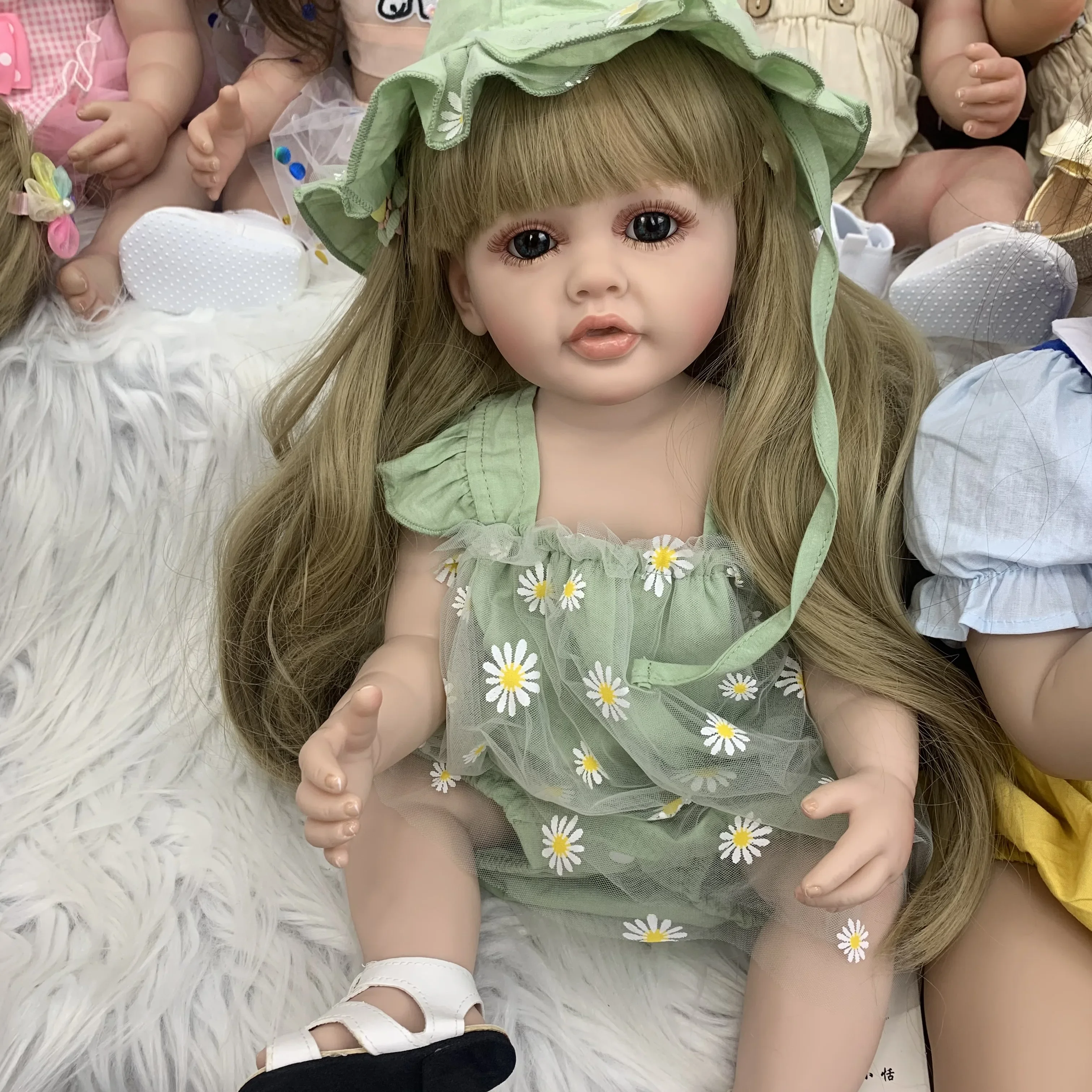 55 CM 22 Inch Soft Silicone Reborn Baby Bath Doll Toy Realistic Princess Toddler Beautiful Bebe Girl