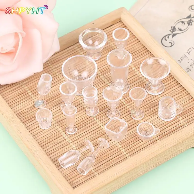 

17pcs/lot plate cup dish bowl tableware set Dollhouse Miniature Toy Doll Food Kitchen living room Accessories 1:12 Scale