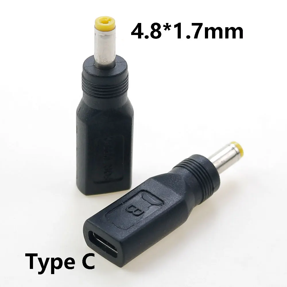 노트북 PC용 암-마이크로 USB C 타입 수 5 핀 DC 전원 플러그, 180 도 커넥터 어댑터, 5.5x2.1mm, 4.8x1.7mm, 1 개