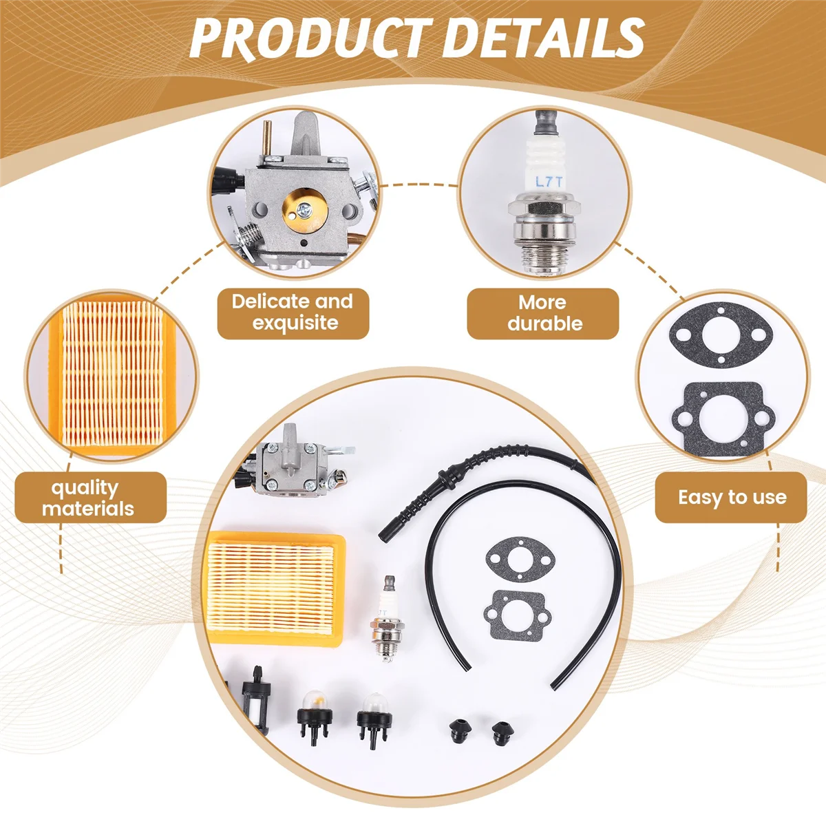 Carburetor air filter bulb fuel repower kit fit for Stihl FS120 FS200 FS250 FS300 FS350 FR450 string trimmer