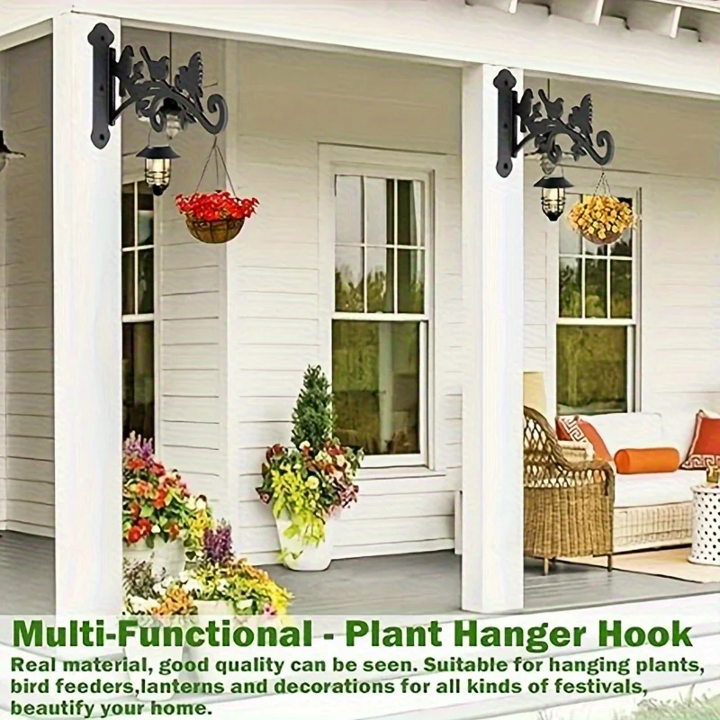 Elegant Black Metal Plant Hangers with Bird & Leaf Design – Durable & Easy to Install