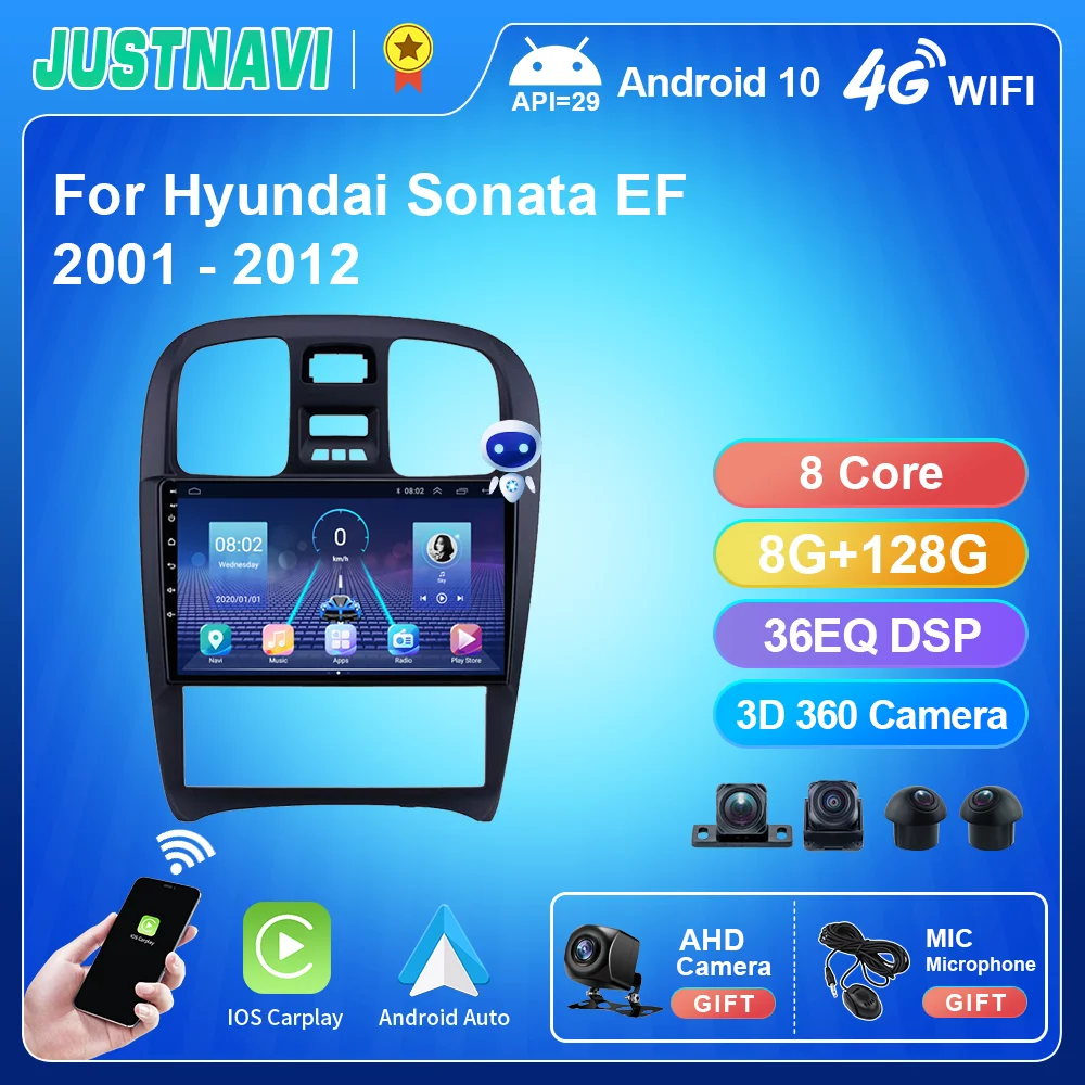 

JUSTNAVI Android 10 Car Multimedia Radio For Hyundai Sonata EF 2001 - 2012 Stereo Navigation GPS Carplay Autoradio DSP Player