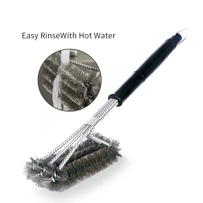 Barbecue Grill Stainless Steel BBQ Brush Wire Bristles Non-stick Cleaning Brushes With Handle Remove Stains BBQ Accessories