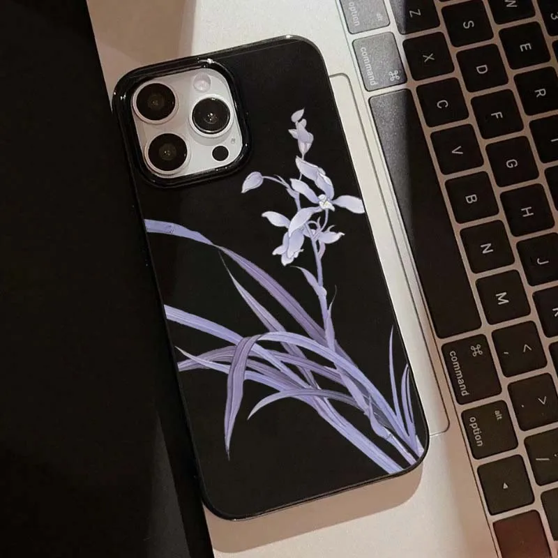 Lily Orchid Flower Print Phone Case - Shockproof Cover for iPhone 11-17 Series
