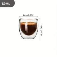 6pcs Double Wall Glass Cup 80ml Cute Mugs Coffee Cups Drinking Glasses for Drinks Personalized Mug Beer Tea Cup Set 6