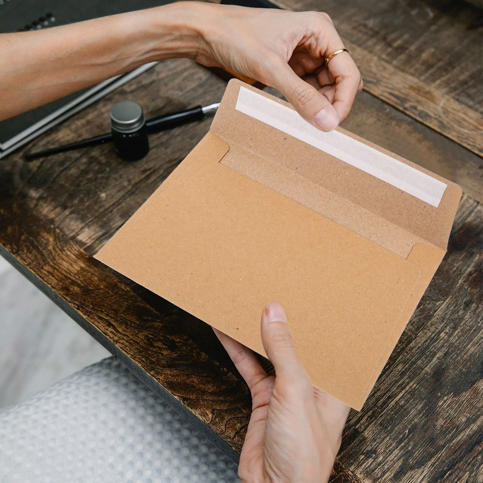 Classical Kraft Blank Paper Window Envelopes kraft paper envelopes window envelopes gift card envelopes Gift Card Envelope With Vintage Greeting Card For Wedding Party Invitation 50Pcs