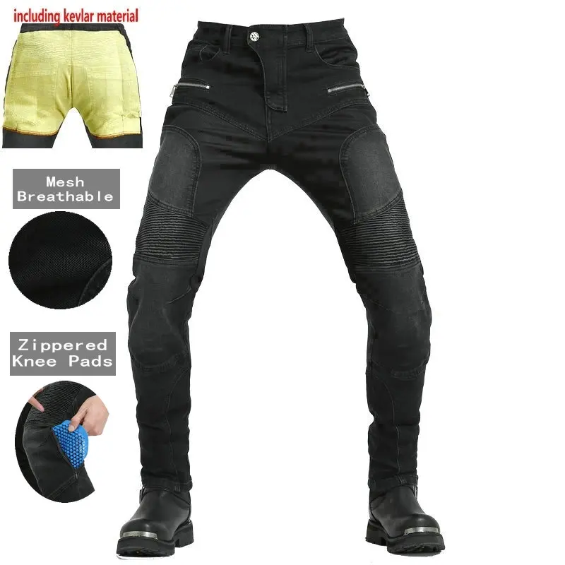 volero motocicleta equitação calças de proteção super magro incluindo kevlar material resistente ao desgaste malha respirável jeans